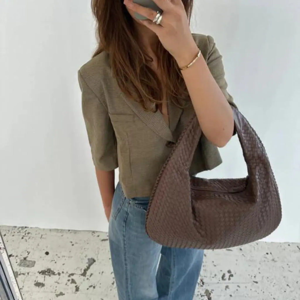 The Bordeaux Woven Leather Hobo Bag