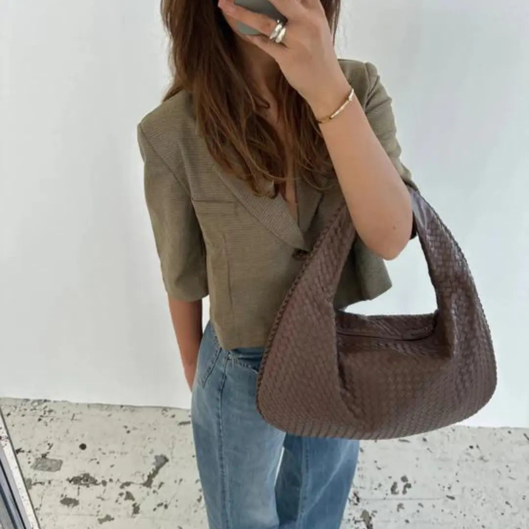 The Bordeaux Woven Leather Hobo Bag