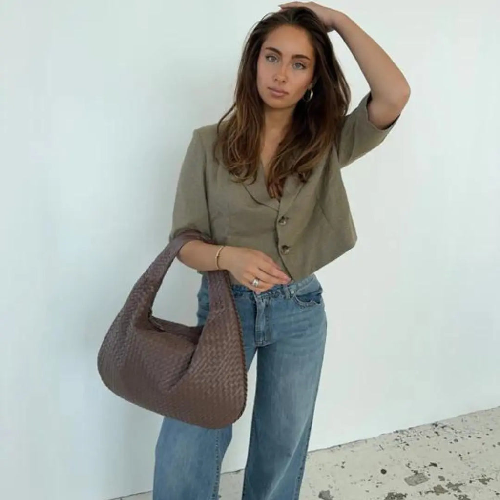 The Bordeaux Woven Leather Hobo Bag