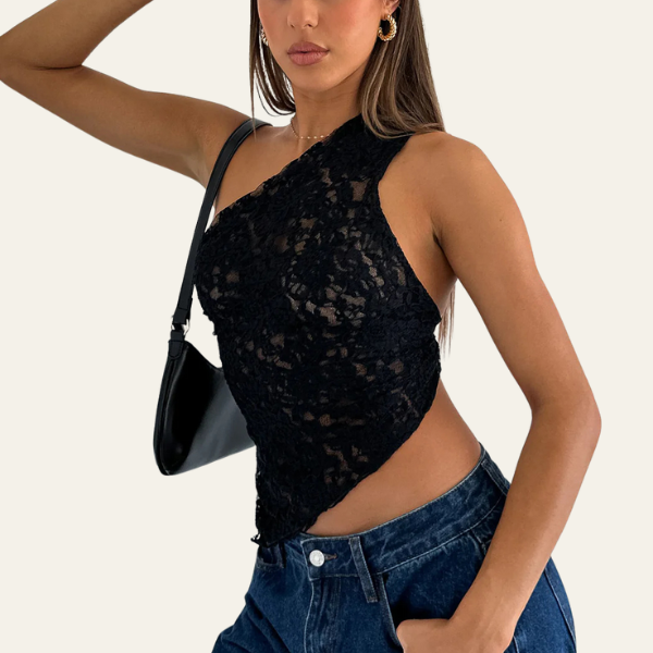 The Nice One-Shoulder Lace Top