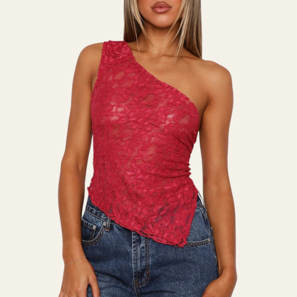 The Nice One-Shoulder Lace Top