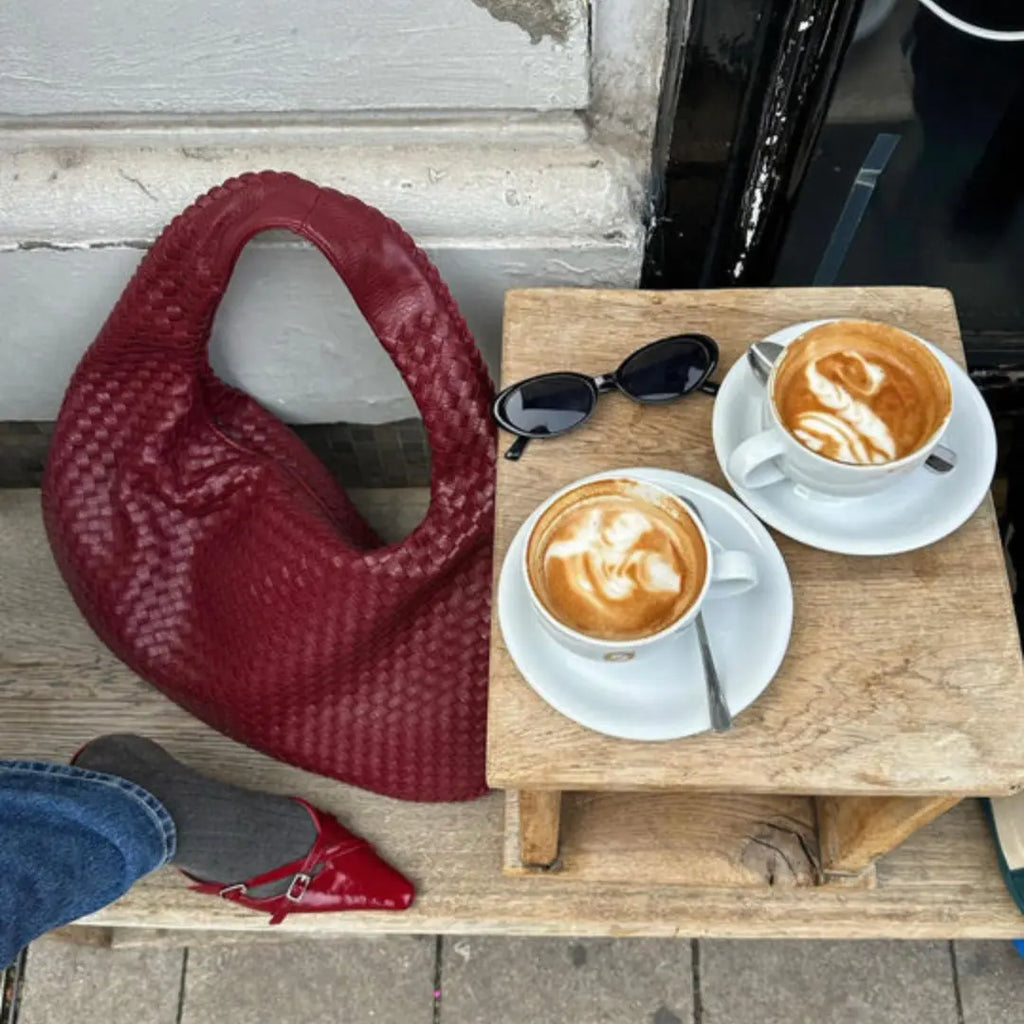 The Bordeaux Woven Leather Hobo Bag