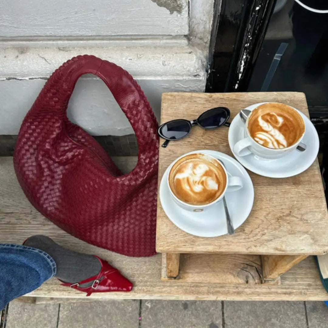 The Bordeaux Woven Leather Hobo Bag