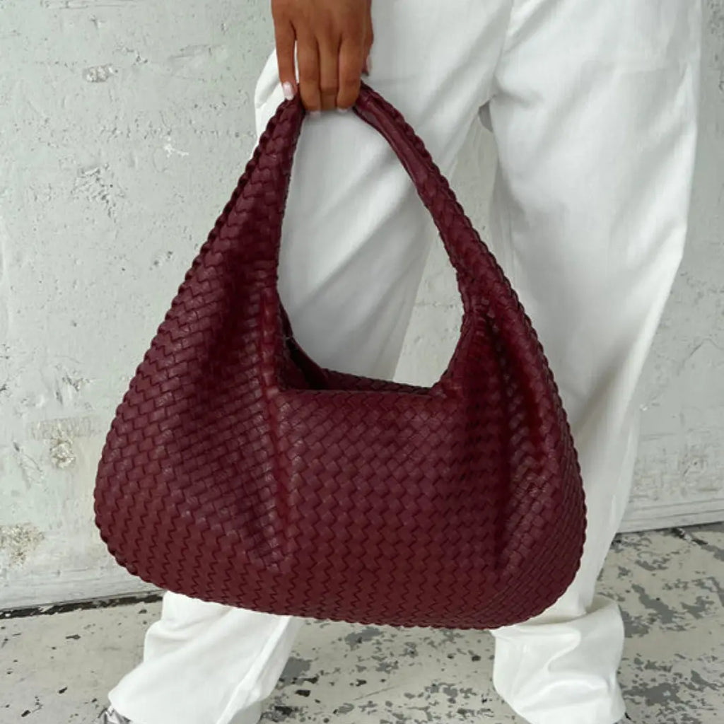 The Bordeaux Woven Leather Hobo Bag