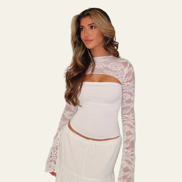 The Vienna Lace Crop Long-Sleeve Top