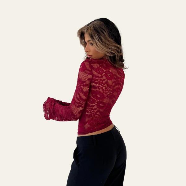 The Vienna Lace Crop Long-Sleeve Top