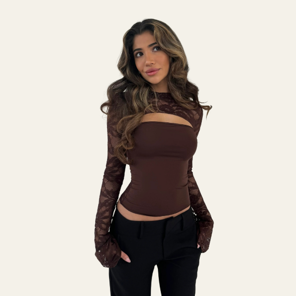 The Vienna Lace Crop Long-Sleeve Top