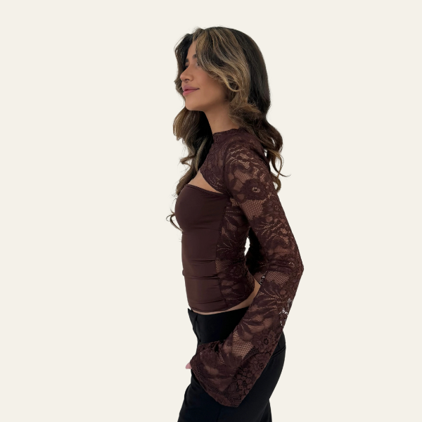 The Vienna Lace Crop Long-Sleeve Top