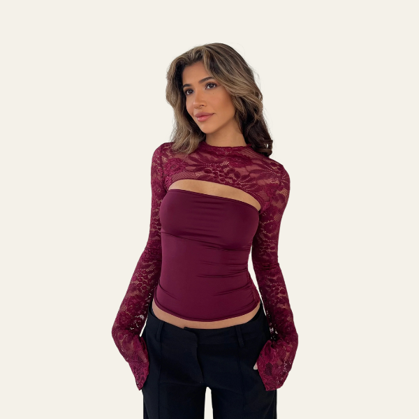 The Vienna Lace Crop Long-Sleeve Top
