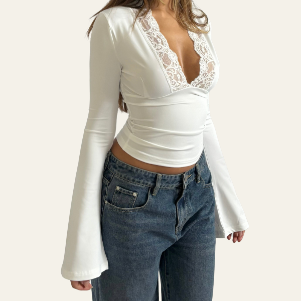 The Verona Lace Crop Trim Top