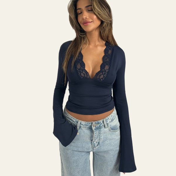 The Verona Lace Crop Trim Top