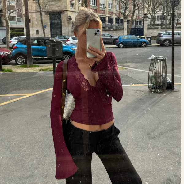 The Verona Lace Crop Trim Top