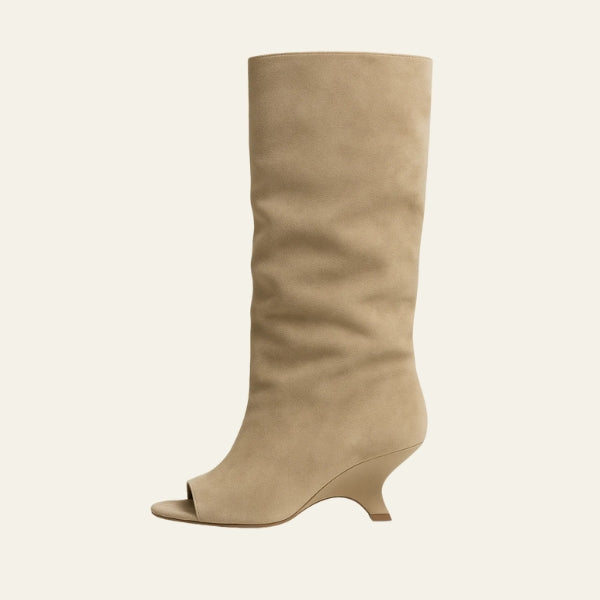 The Valencia Suede Peep-Toe Boot