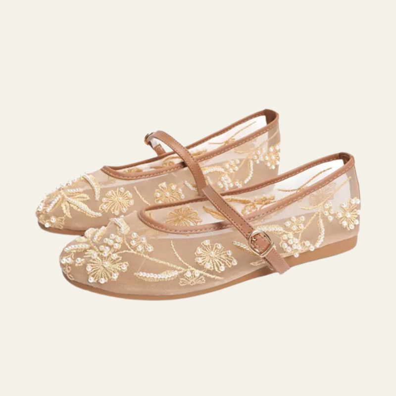 The Juliana Mesh Embroidered Flats