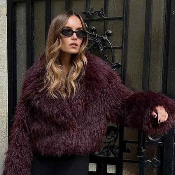 The Bordeaux Faux Fur Cropped Jacket