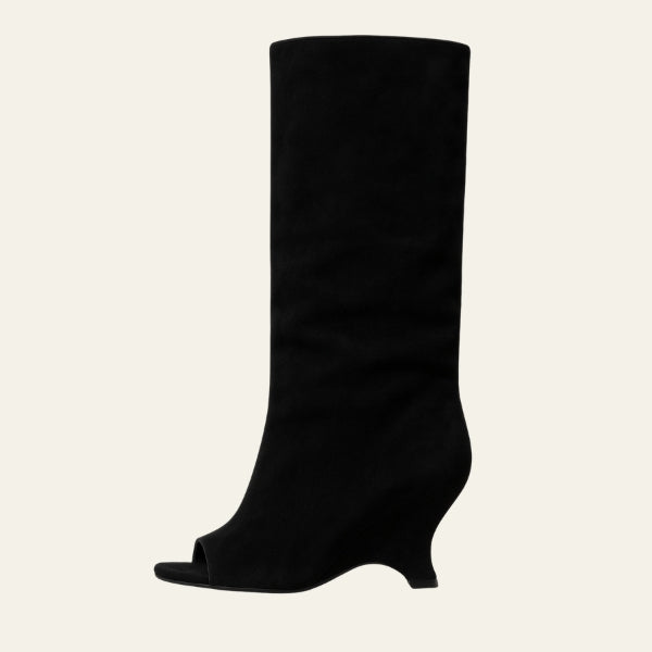 The Valencia Suede Peep-Toe Boot