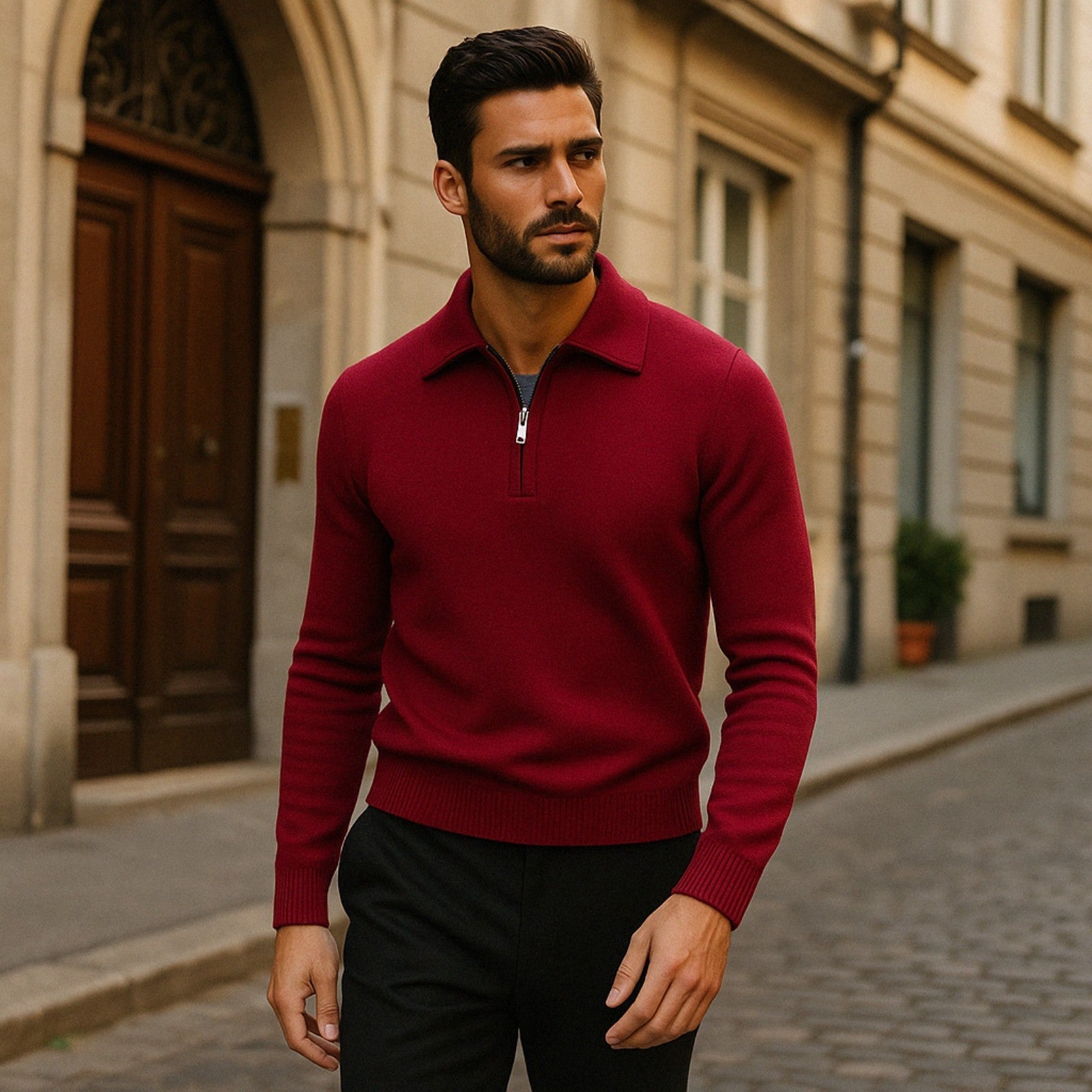 The Zürich Cashmere Quarter Zip Sweater