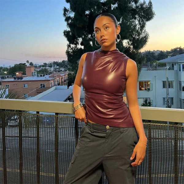 The Verona Leather Sleeveless Top