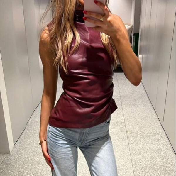 The Verona Leather Sleeveless Top