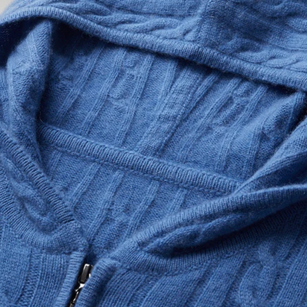 The Amalfi Cable Cashmere Zip Hoodie