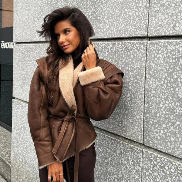 The Cortina Faux Shearling Belted Jacket