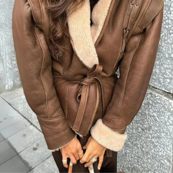 The Cortina Faux Shearling Belted Jacket