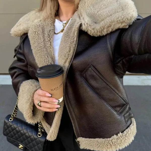 The Amelia Aviator Leather Jacket