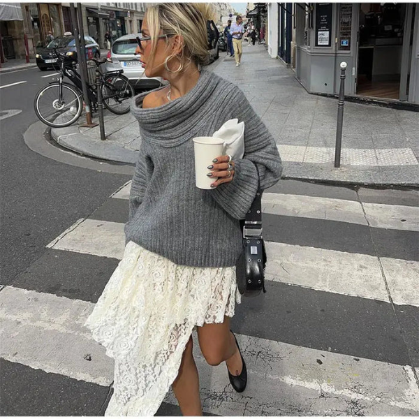 The Oslo Ribbed Off-Shoulder Sweater