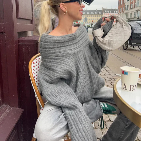 The Oslo Ribbed Off-Shoulder Sweater
