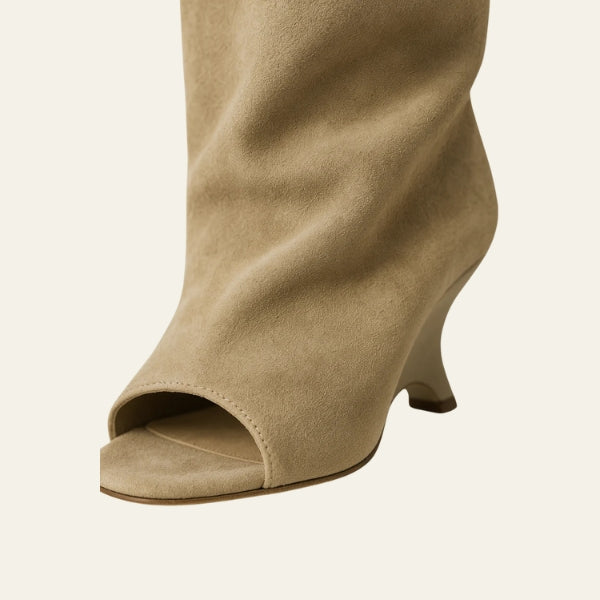 The Valencia Suede Peep-Toe Boot