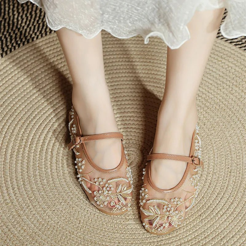 The Juliana Mesh Embroidered Flats