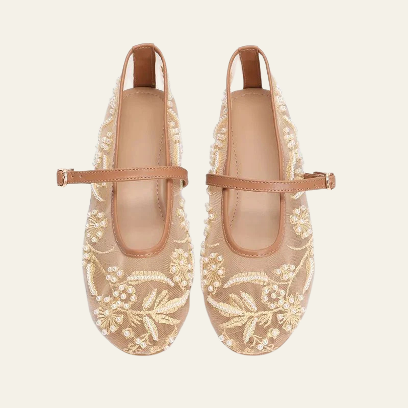 The Juliana Mesh Embroidered Flats