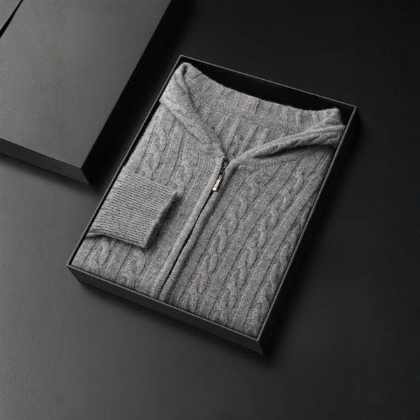 The Amalfi Cable Cashmere Zip Hoodie