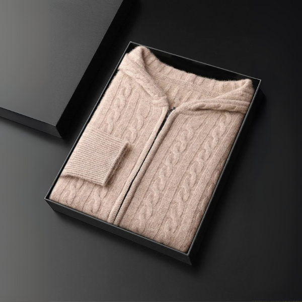 The Amalfi Cable Cashmere Zip Hoodie