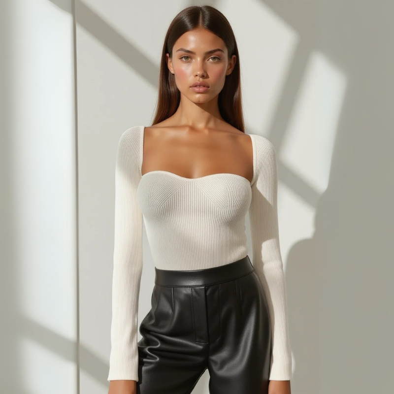 The Foglia White Crop Knit Sweater