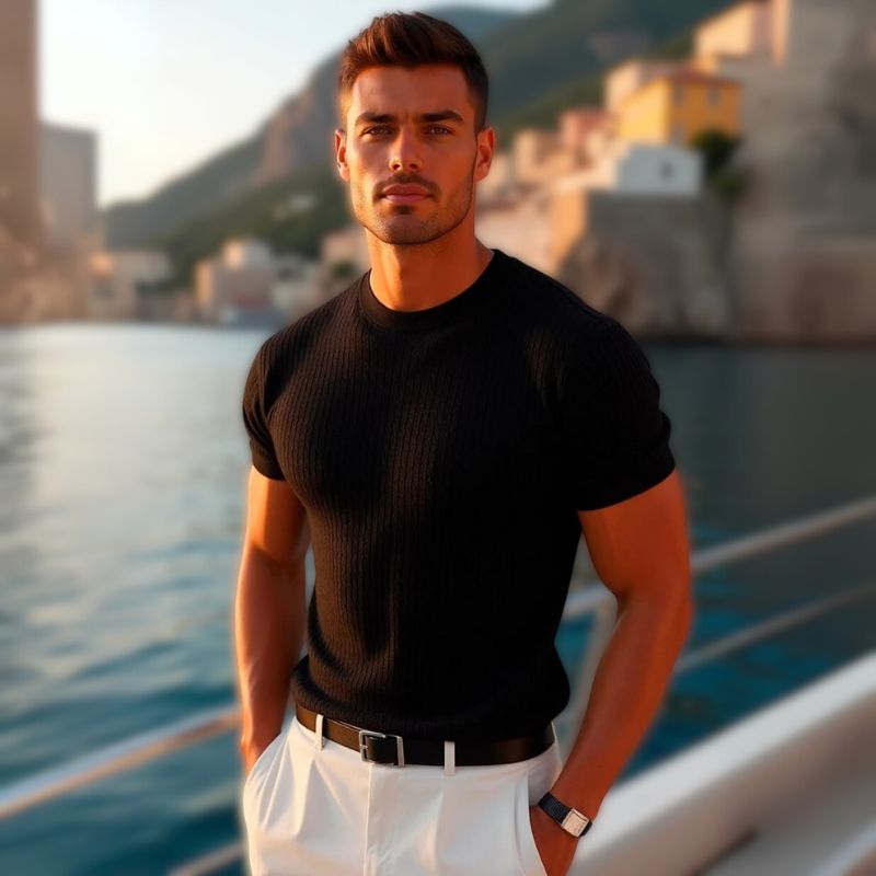 The Ravello Ribbed Cotton T-Shirt