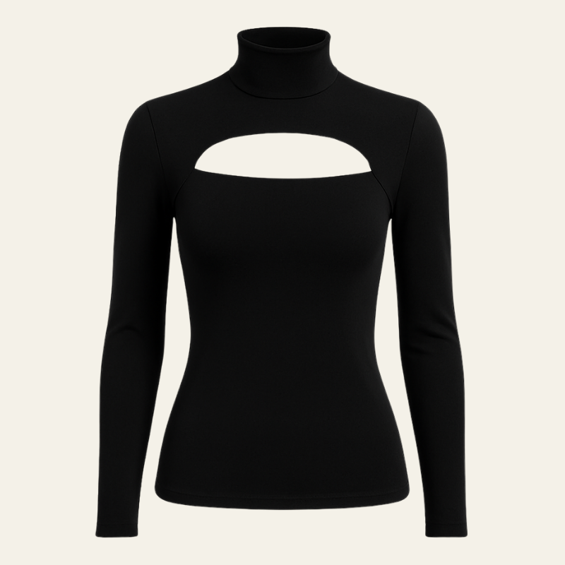 The Bruma Black Cutout Turtleneck