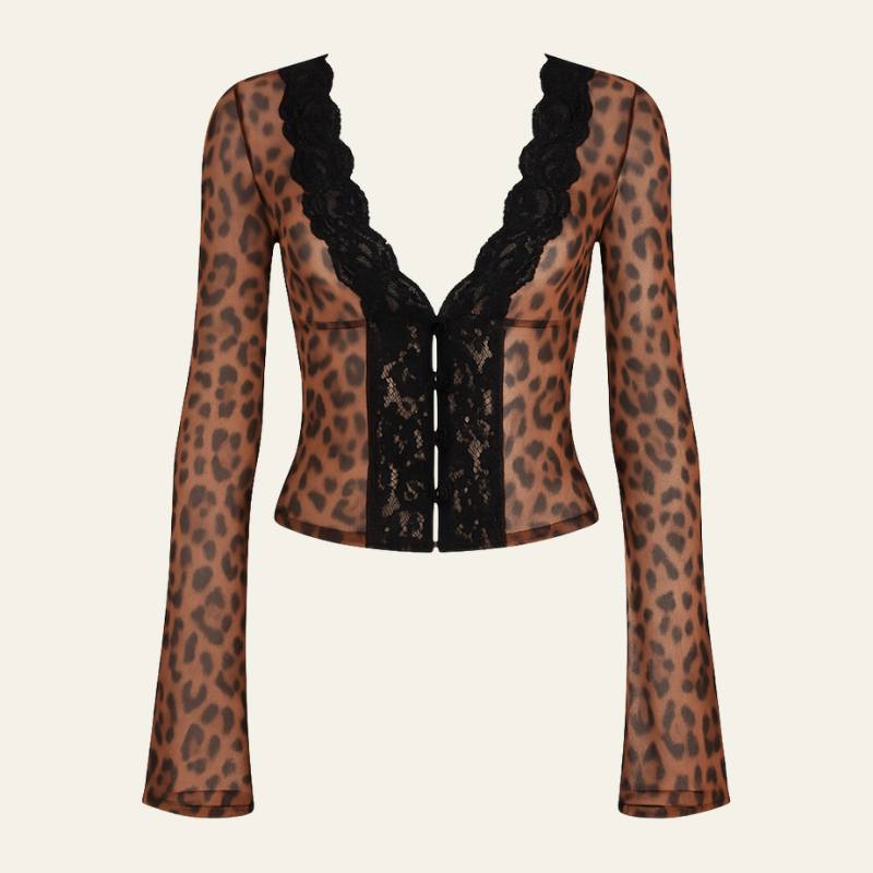 The Cannes Leopard Crop Lace Top