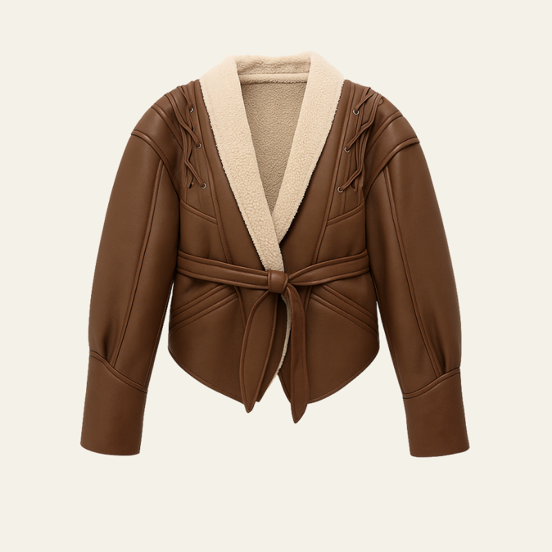 The Cortina Faux Shearling Belted Jacket