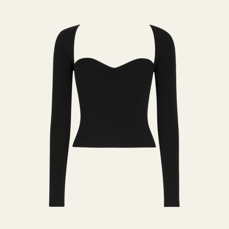 The Foglia Black Crop Knit Sweater