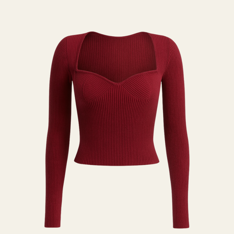 The Foglia Garnet Crop Knit Sweater
