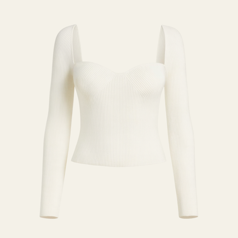 The Foglia White Crop Knit Sweater