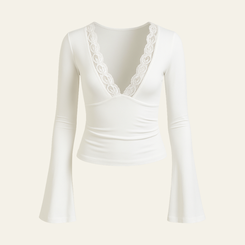 The Verona Lace Crop Trim Top