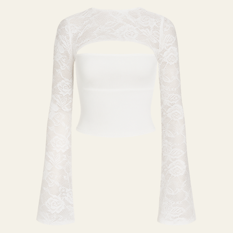 The Vienna Lace Crop Long-Sleeve Top