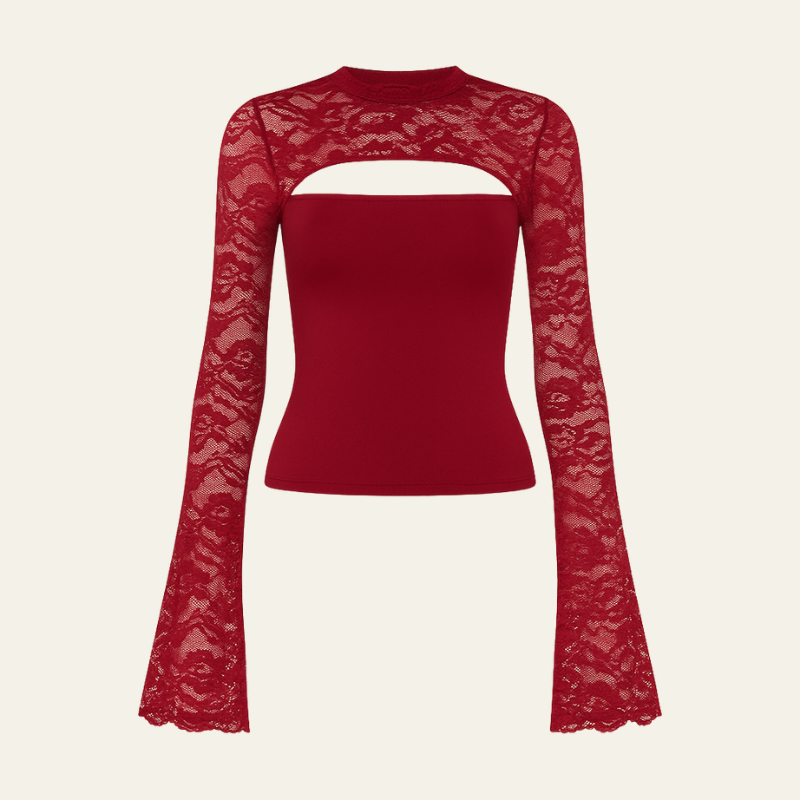 The Vienna Lace Crop Long-Sleeve Top