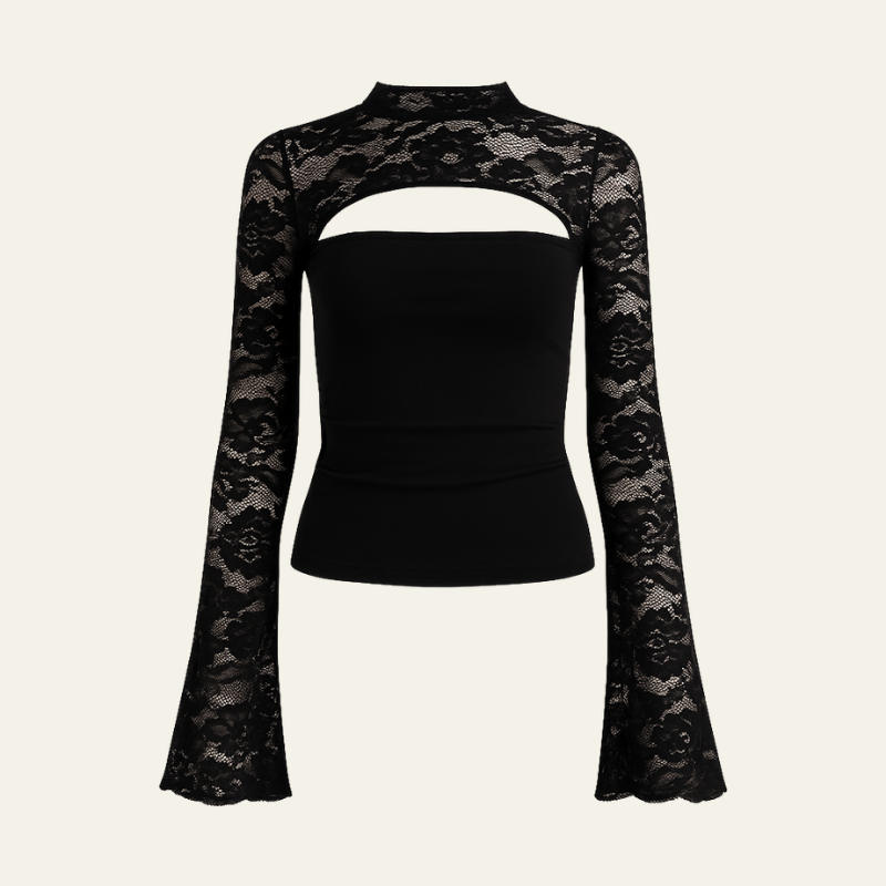 The Vienna Lace Crop Long-Sleeve Top