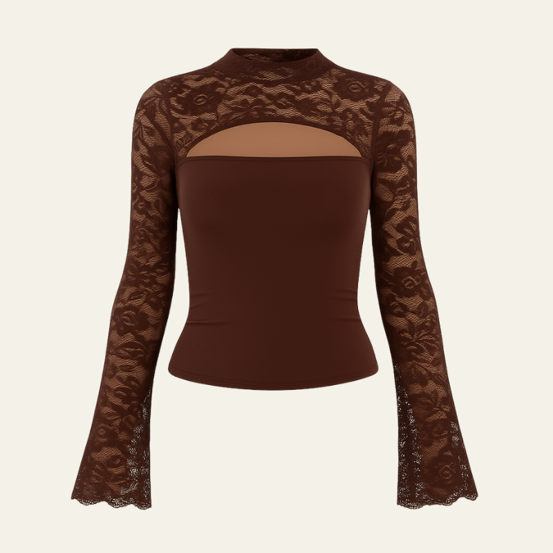 The Vienna Lace Crop Long-Sleeve Top