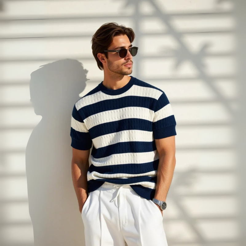 The Vietri Cotton Stripe Knit T-Shirt